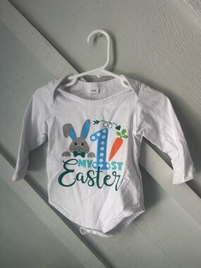 My 1st Easter Bunny Graphic Long Sleeve Bodysuit - White